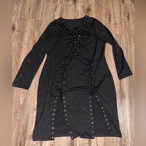 SHEIN plus size Black Lace-Up Dress